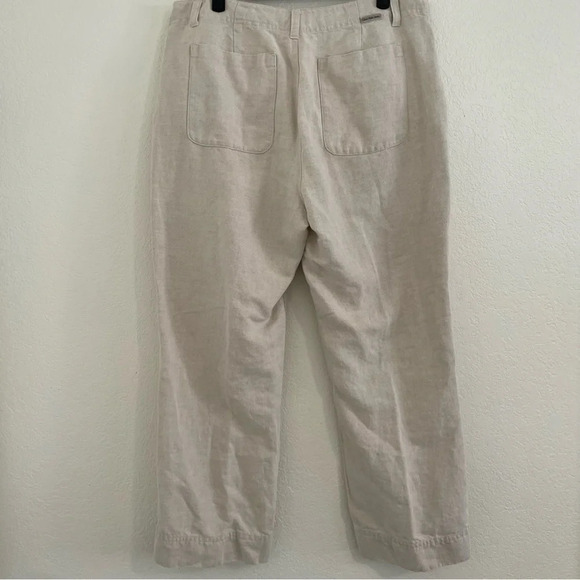 Y2K CALVIN KLEIN JEANS Flax/Cotton Blend Capri Cropped Cream Color Pants size 12 - Picture 2 of 6